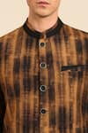 Mayank Modi - Men_Brown Muslin Abstract Pattern Bandhgala _at_Aza_Fashions