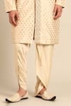Buy_Mayank Modi - Men_Beige Silk, Brocade Embroidery, Zari Geometric Kurta And Pant Set _Online_at_Aza_Fashions