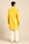 Shop_Mayank Modi - Men_Yellow Bemberg, Silk Embroidery Placket Kurta And Pant Set _at_Aza_Fashions
