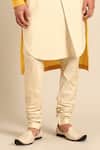 Buy_Mayank Modi - Men_Beige Silk, Cotton Embroidered Overlap Kurta And Churidar Set 