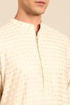 Buy_Mayank Modi - Men_Ivory Chanderi Jaquard Pattern Kurta And Churidar Set _Online_at_Aza_Fashions