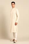 Buy_Mayank Modi - Men_Ivory Chanderi Jaquard Pattern Kurta And Churidar Set 