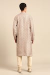 Shop_Mayank Modi - Men_Beige Silk Embroidery, Sequins Geometric Print Kurta And Churidar Set _at_Aza_Fashions