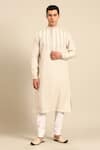 Buy_Mayank Modi - Men_Beige Embroidery Linen Jauqard Kurta And Churidar Set _at_Aza_Fashions