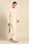 Buy_Mayank Modi - Men_Beige Embroidery Linen Jauqard Kurta And Churidar Set 