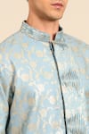 Buy_Mayank Modi - Men_Blue Silk, Brocade Banares Floral Motif Kurta And Draped Pant Set 