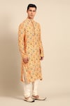 Buy_Mayank Modi - Men_Yellow Muslin Floral Print Kurta Set _Online_at_Aza_Fashions