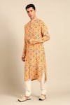Shop_Mayank Modi - Men_Yellow Muslin Floral Print Kurta Set _Online_at_Aza_Fashions