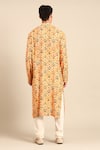 Shop_Mayank Modi - Men_Yellow Muslin Floral Print Kurta Set _at_Aza_Fashions