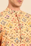 Shop_Mayank Modi - Men_Yellow Muslin Floral Print Kurta Set 