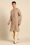 Buy_Mayank Modi - Men_Brown Muslin Printed Kurta And Solid Pant Set _Online_at_Aza_Fashions