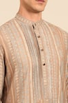 Buy_Mayank Modi - Men_Brown Muslin Printed Kurta And Solid Pant Set 