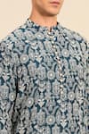 Shop_Mayank Modi - Men_Blue Chanderi Embroidered Kurta Set 