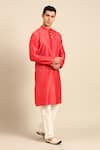 Mayank Modi - Men_Orange Chanderi Embroidery, Beads Kurta And Pant Set _Online_at_Aza_Fashions