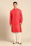 Buy_Mayank Modi - Men_Orange Chanderi Embroidery, Beads Kurta And Pant Set _Online_at_Aza_Fashions