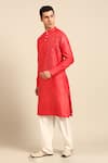 Mayank Modi - Men_Orange Chanderi Embroidery, Beads Kurta And Pant Set _at_Aza_Fashions