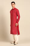 Buy_Mayank Modi - Men_Red Bemberg Sequins, Metallic Thread Embroidered Kurta With Patiala Pant _Online_at_Aza_Fashions