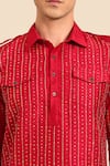 Shop_Mayank Modi - Men_Red Bemberg Sequins, Metallic Thread Embroidered Kurta With Patiala Pant _Online_at_Aza_Fashions