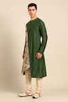 Mayank Modi - Men_Green Silk, Chanderi Embroidery Kurta Set _at_Aza_Fashions