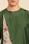 Shop_Mayank Modi - Men_Green Silk, Chanderi Embroidery Kurta Set 