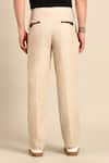 Buy_Mayank Modi - Men_Beige Linen Piped Detail Trouser _Online_at_Aza_Fashions
