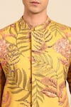Buy_Mayank Modi - Men_Yellow Cotton Floral Print Sherwani Set 