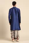 Shop_Mayank Modi - Men_Blue Bemberg, Silk Pearls, Metallic Thread, Pleated Sherwani And Dhoti Pant Set _at_Aza_Fashions