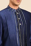 Buy_Mayank Modi - Men_Blue Bemberg, Silk Pearls, Metallic Thread, Pleated Sherwani And Dhoti Pant Set _Online_at_Aza_Fashions