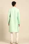 Shop_Mayank Modi - Men_Green Silk, Cotton Embroidery Sherwani And Churidar Set _at_Aza_Fashions
