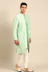 Buy_Mayank Modi - Men_Green Silk, Cotton Embroidery Sherwani And Churidar Set 