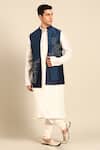 Mayank Modi - Men_Blue Bemberg, Silk Embroidery Abstract Swirl Nehru Jacket _Online_at_Aza_Fashions