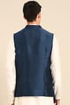 Shop_Mayank Modi - Men_Blue Bemberg, Silk Embroidery Abstract Swirl Nehru Jacket _at_Aza_Fashions