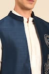 Mayank Modi - Men_Blue Bemberg, Silk Embroidery Abstract Swirl Nehru Jacket _at_Aza_Fashions