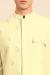 Buy_Mayank Modi - Men_Green Silk, Cotton Embroidery Leaf Motif Nehru Jacket _Online_at_Aza_Fashions