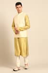 Mayank Modi - Men_Beige Silk, Cotton Sequins, Embroidery, Metallic Thread Nehru Jacket _Online_at_Aza_Fashions