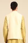Shop_Mayank Modi - Men_Beige Silk, Cotton Sequins, Embroidery, Metallic Thread Nehru Jacket _at_Aza_Fashions