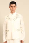 Buy_Mayank Modi - Men_Ivory Silk, Cotton Embroidery, Metallic Thread Floral Nehru Jacket _at_Aza_Fashions