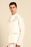 Shop_Mayank Modi - Men_Ivory Silk, Cotton Embroidery, Metallic Thread Floral Nehru Jacket _Online_at_Aza_Fashions