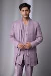 SALIL BHATIA_Purple Silk, Silk, Tonal Embellished Jacket And Kurta Set _Online_at_Aza_Fashions