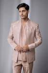 Buy_SALIL BHATIA_Pink Silk, Silk, Zari, Sequins Embellished Jacket And Kurta Set _Online_at_Aza_Fashions