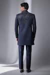 Shop_SALIL BHATIA_Navy Embroidery Silk Chanderi Embellished Jacket And Kurta Set _at_Aza_Fashions