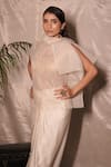 Shop_Vedangi Agarwal_Ivory Organza Embroidery High Neck Eclipse Glow Top And Skirt Set _Online_at_Aza_Fashions