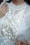 Vedangi Agarwal_Ivory Organza, Satin Sequins, Embroidery Ethereal Grace Shirt With Skirt _Online_at_Aza_Fashions