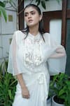 Shop_Vedangi Agarwal_Ivory Organza, Satin Sequins, Embroidery Ethereal Grace Shirt With Skirt _at_Aza_Fashions