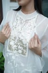 Shop_Vedangi Agarwal_Ivory Organza, Satin Sequins, Embroidery Ethereal Grace Shirt With Skirt _Online_at_Aza_Fashions