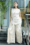 Buy_Vedangi Agarwal_Silver Tissue Beads, Embroidery Half And Harmony Blazer With Pant _at_Aza_Fashions