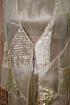 Shop_Vedangi Agarwal_Gold Brocade, Organza, Tissue Sequins, Geometric Patchwork Jacket And Pant Set _Online_at_Aza_Fashions