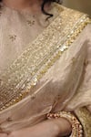 Vedangi Agarwal_Gold Tissue, Brocade Sequins, Embroidery, Zari Round Neck And Saree With Blouse _Online_at_Aza_Fashions