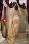 Shop_Vedangi Agarwal_Gold Tissue, Brocade Sequins, Embroidery, Zari Round Neck And Saree With Blouse _at_Aza_Fashions