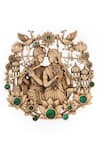 Cosa Nostraa_Gold Gemstones Divine Love Krishna Radha Brooch _at_Aza_Fashions